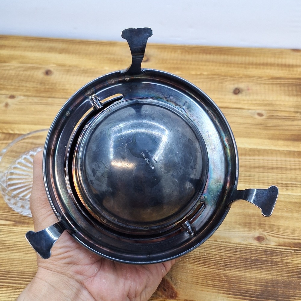 Vintage Angora Caviar Butter Roll Top Dish Antique England Made E.P.W.S - Picture 10 of 13